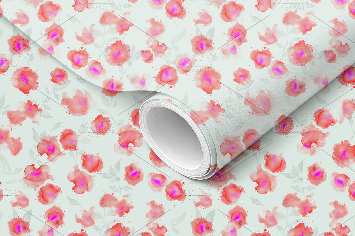 Hand Painted Pink Floral Pattern, a Pattern Graphic by MartinShop (Photo 4 of 10)
