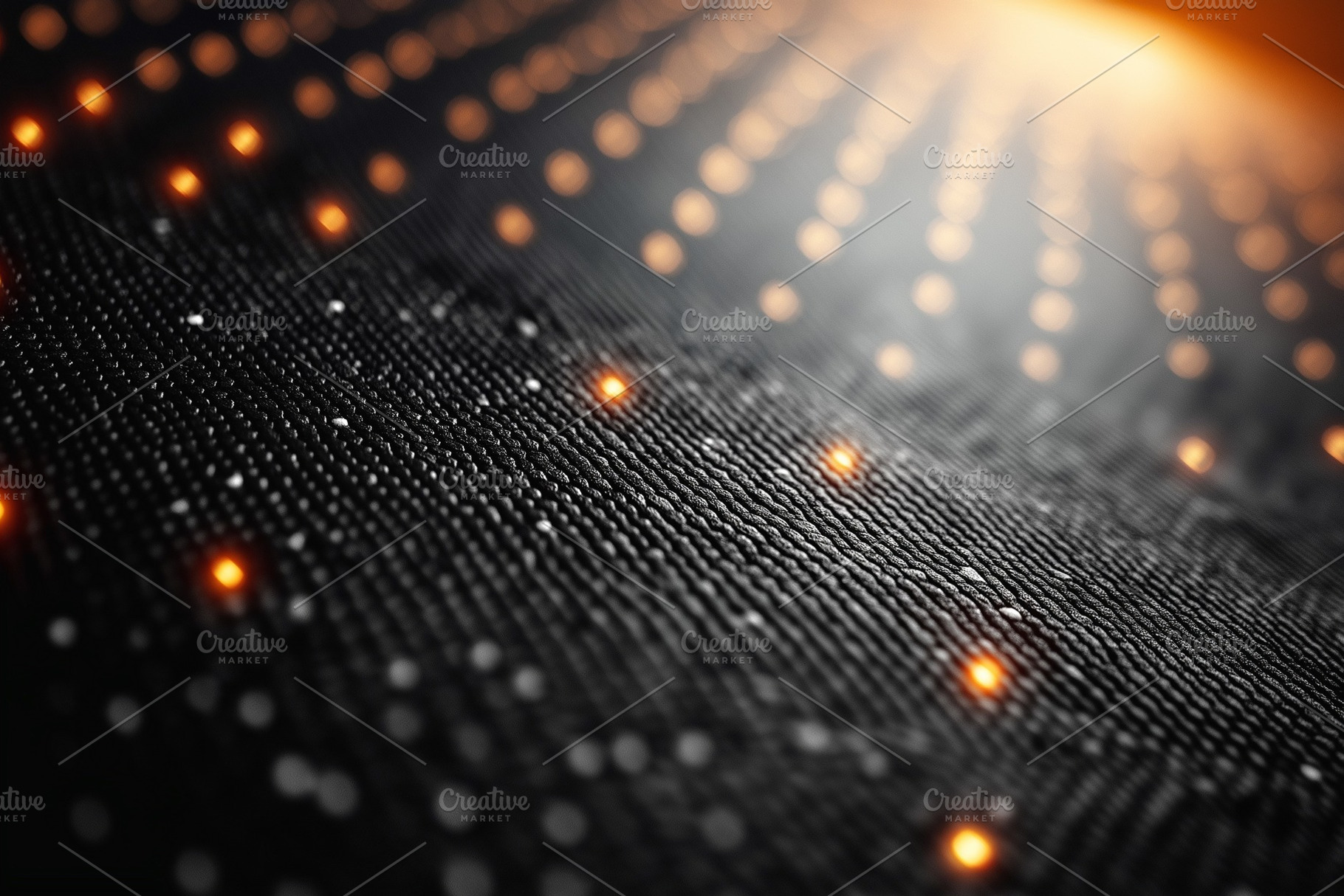 Abstract close-up of a textured surface with glowing orange lights, creating a, a Background Photo by ImageMir