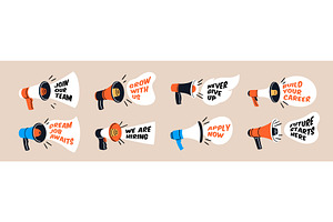 Megaphones advertising. Audio, an Object Illustration by YummyBuum