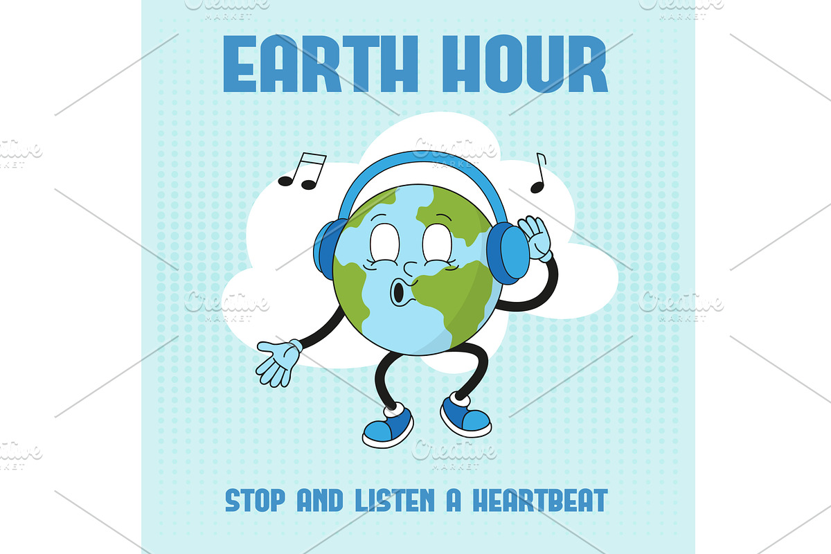 Earth hour poster. Retro style, an Illustration by Valerie Bodnar