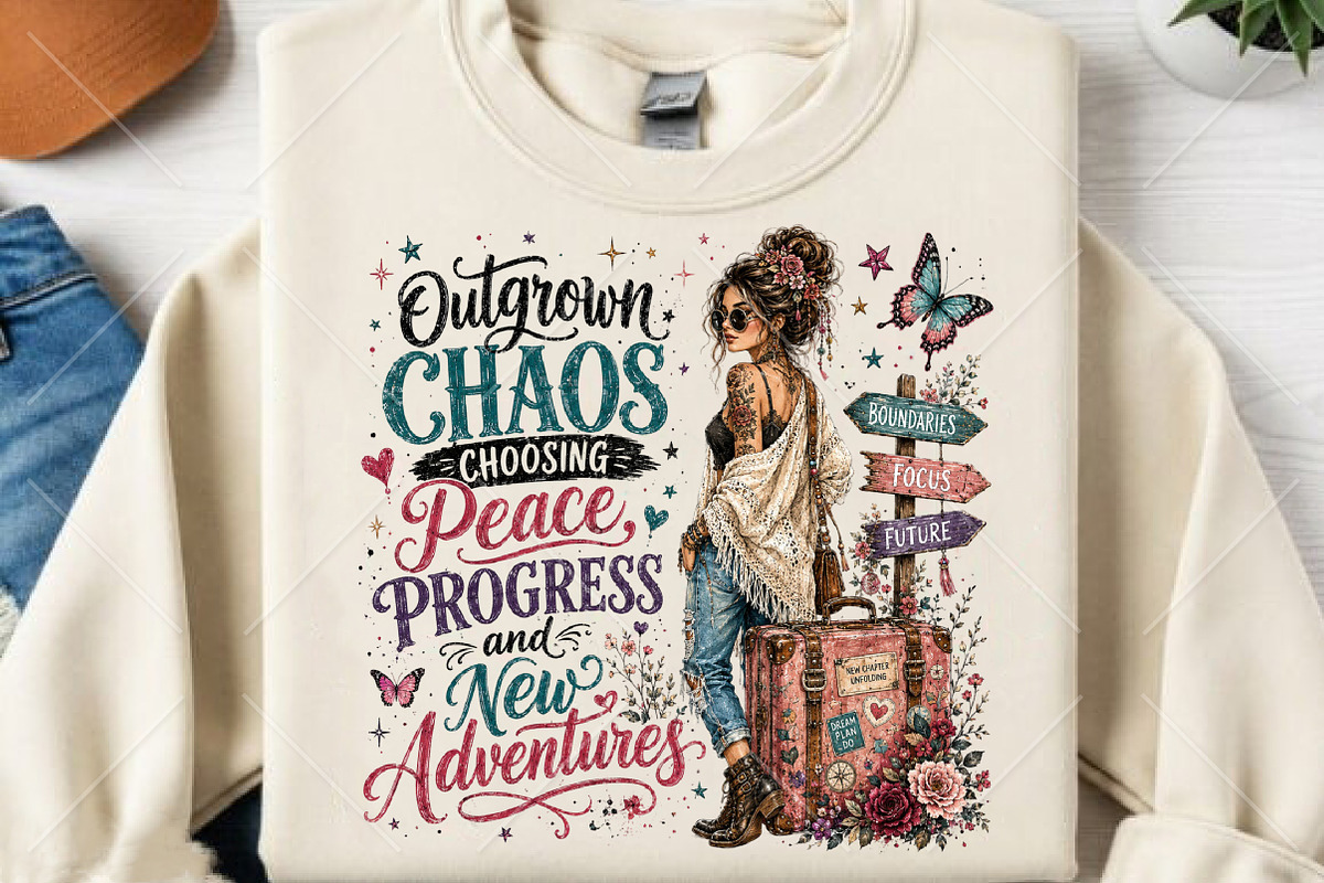 Outgrown Chaos Boho Travel Girl PNG, a Seasonal Illustration by Canvas Craft (Photo 2 of 6)