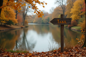 Autumn forest path sign points towar, a Nature Photo by Artonix