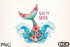 Salty Soul Mermaid PNG, an Illustration by DreamCafeArt