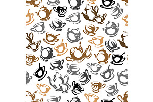 Vector Coffeehouse Background Of Coffee Cups