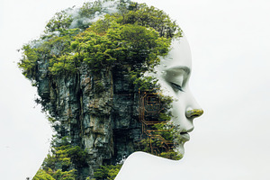Nature and Technology Double Exposur, a Photo by Pixeness Studio