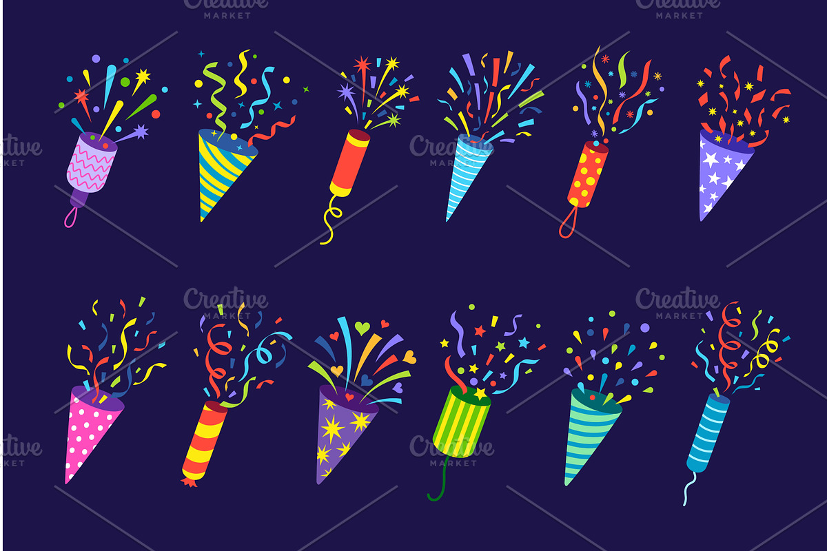 Poppers with confetti. Festive, an Object Illustration by LadadikArt