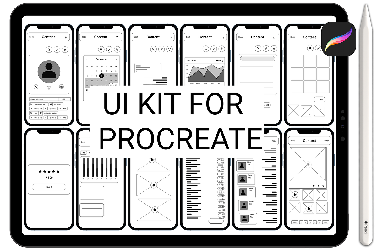 UI KIT Prototyping Procreate, a Brush Add-On by Graphics Resources (Photo 1 of 6)