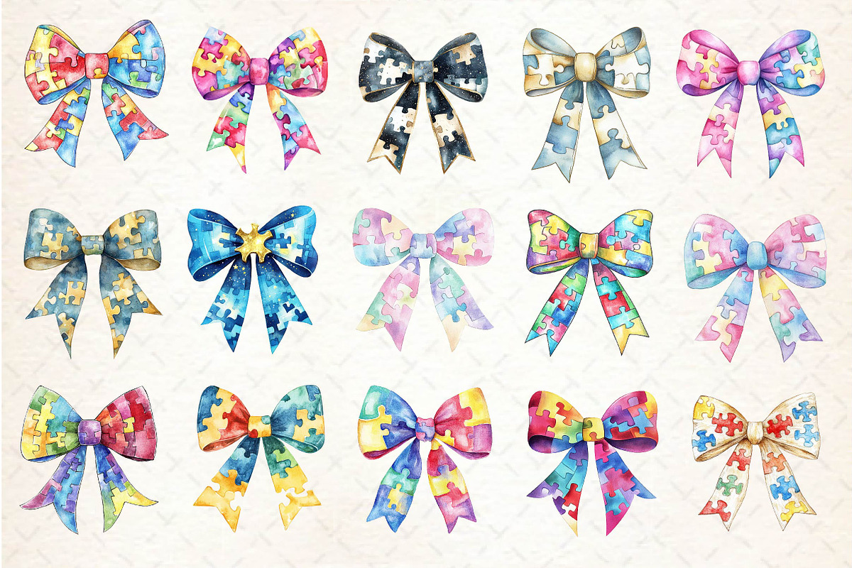 Autism Awareness Bow PNG, an Illustration by Dream Creation (Photo 2 of 3)