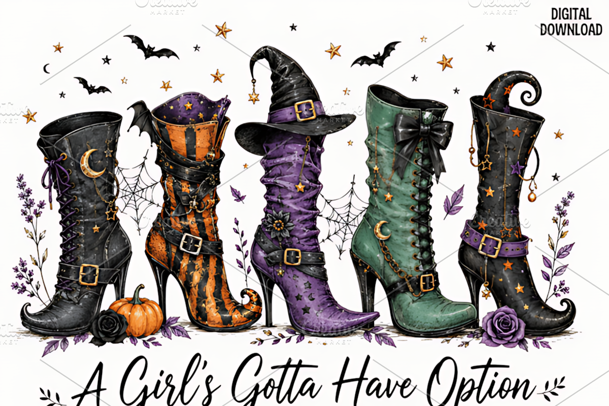 Halloween Witch Boots Collection PNG, a Seasonal Illustration by Coco Bloom (Photo 1 of 3)