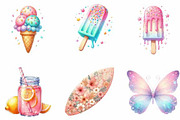 Watercolor Girly Summer Clipart, an Illustration by Designking (Thumbnail 3 of 5)