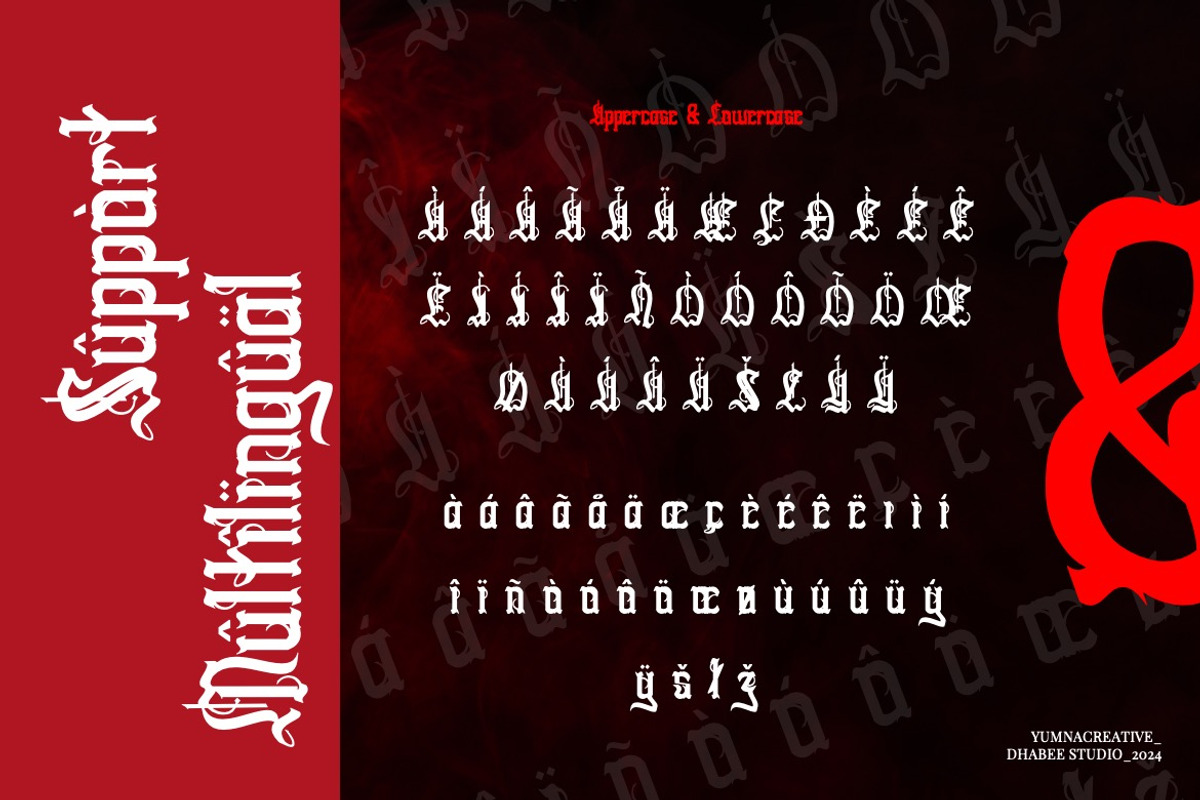 Swords Clover - Modern Blackletter, a Blackletter Font by Dhabee (Photo 5 of 15)