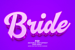 Bride PSD 3d Editable Text Effect