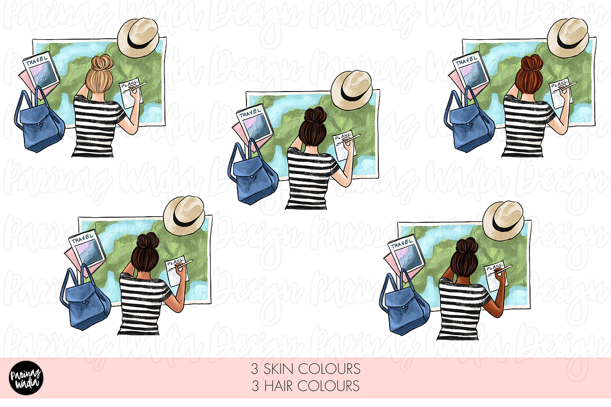 Pink Travel girl clipart png, a Person Illustration by Parinaz Wadia Design (Photo 7 of 10)