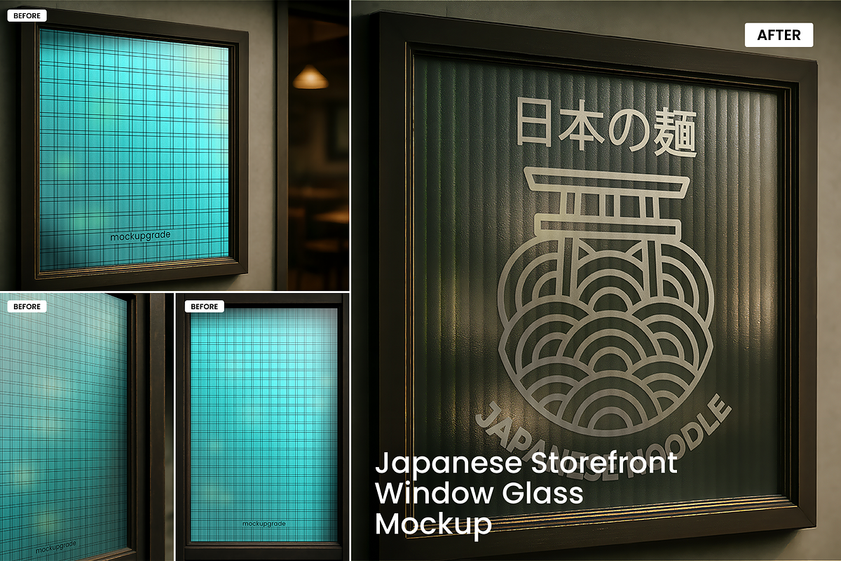 Japan Store Window Glass Mockup Sets, an Advertising Mockup by MockUpgrade (Photo 1 of 6)