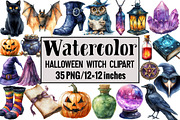 Halloween Witch Clipart, an Illustration by Design Market (Thumbnail 2 of 3)