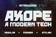 Axope - Modern Tech Font, a Sans Serif Font by MaikoHatta (Thumbnail 1 of 4)