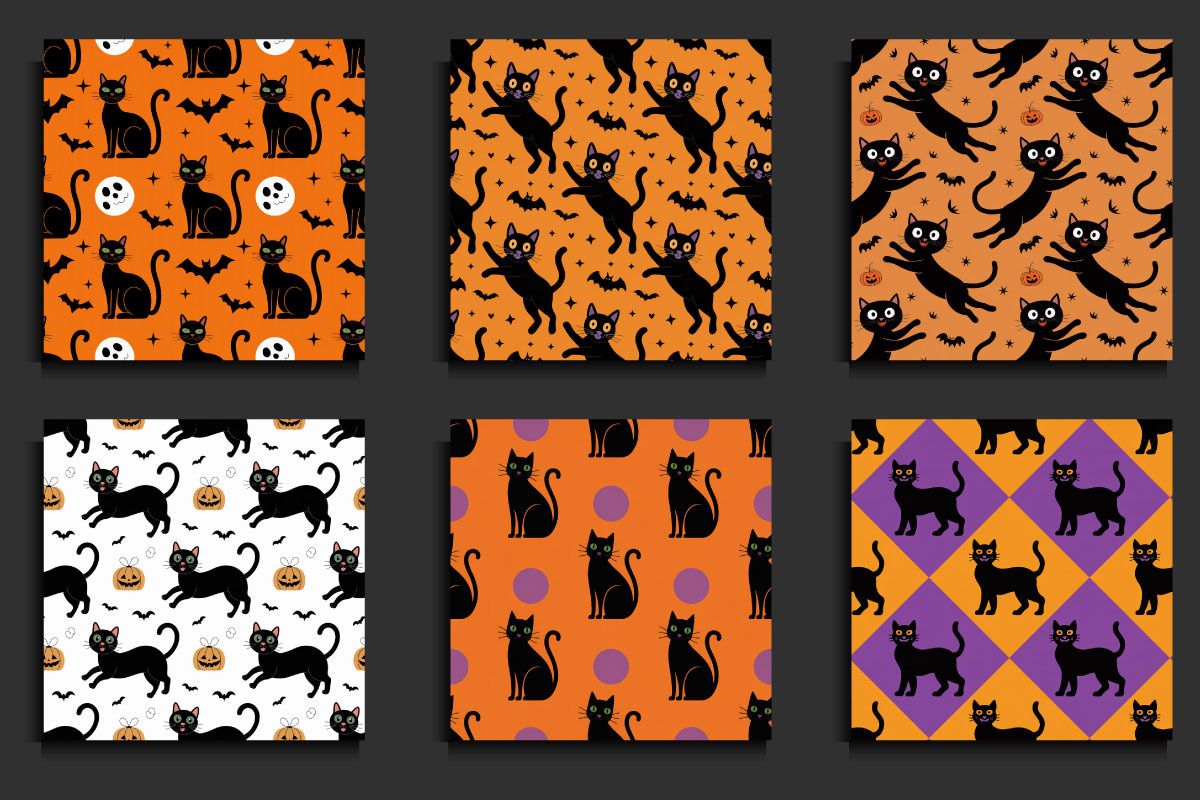30 Halloween Black Cat Seamless Patt, a Pattern Graphic by protabsorkar11 (Photo 2 of 4)
