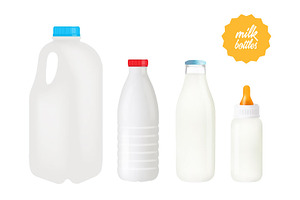 Vector milk bottles