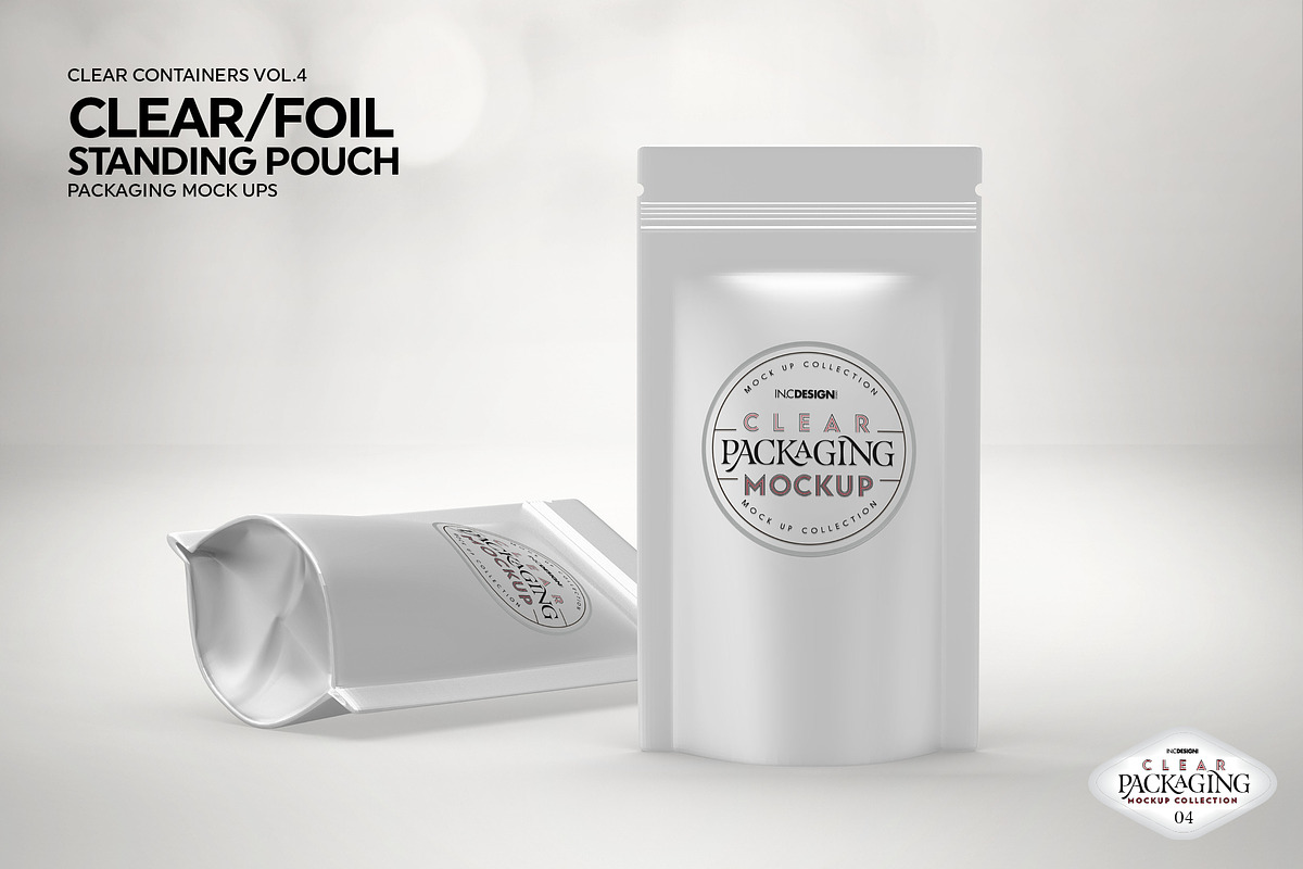 Clear /Foil Stand Up Pouch Mockup, a Cups & Container Mockup by INCDesign (Photo 4 of 8)