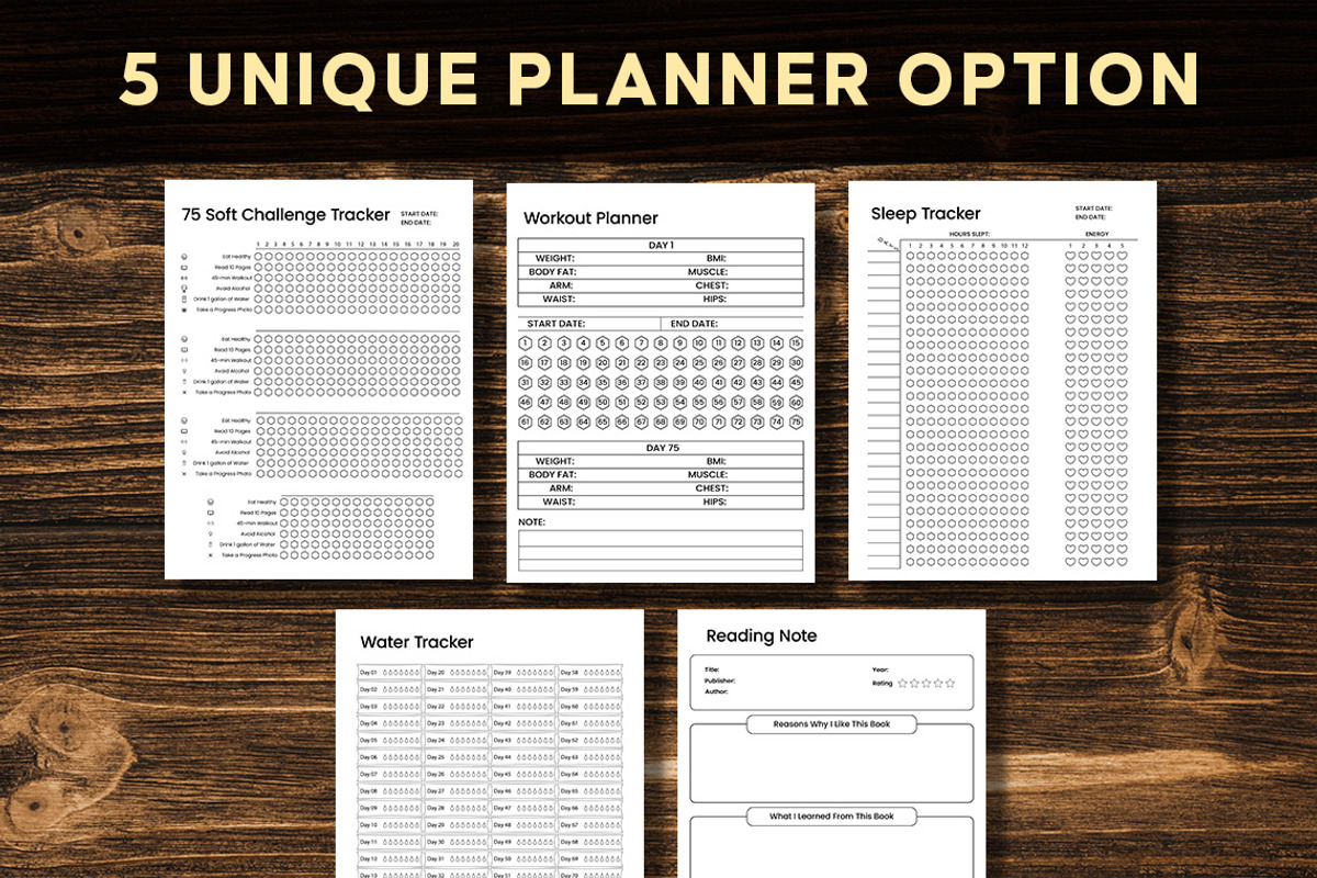 75 Soft Challenge Tracker – 5-Pages, a Stationery Template by Graphicsnext (Photo 2 of 4)