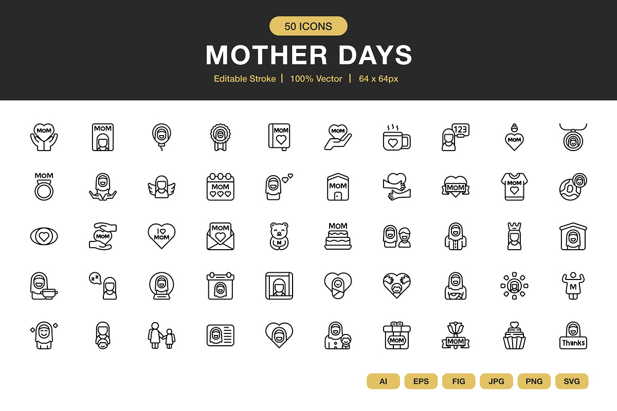 Mother Days Icons, an Icon by Spacepixel Creative