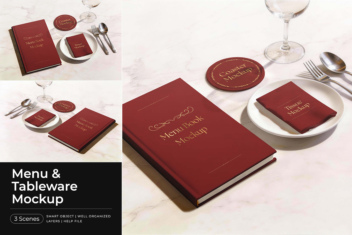 Menu & Tableware Mockup, a Product Mockup by Pitchlook.Studio (Photo 1 of 4)