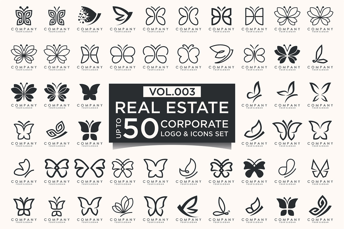 set of butterfly logo design, a Branding & Logo Template by BARONSTD (Photo 1 of 3)