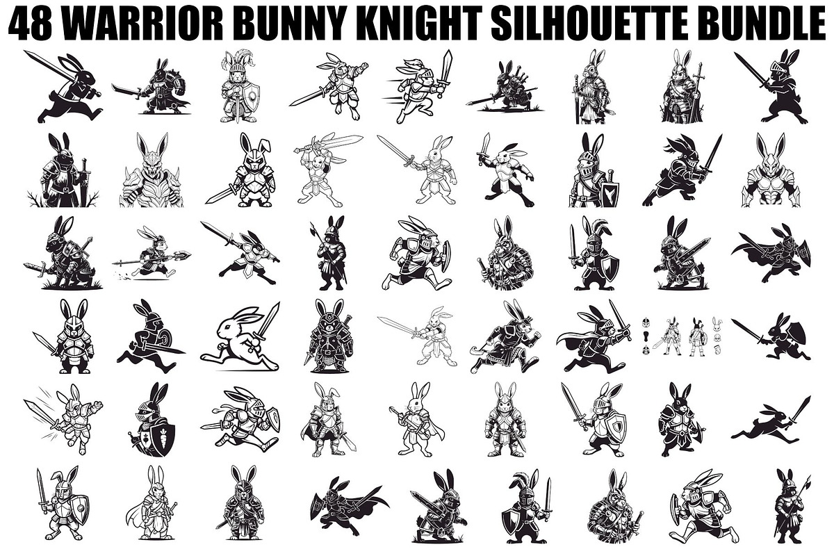 Warrior Bunny Knight Silhouette, an Illustration by jahid234 (Photo 1 of 49)