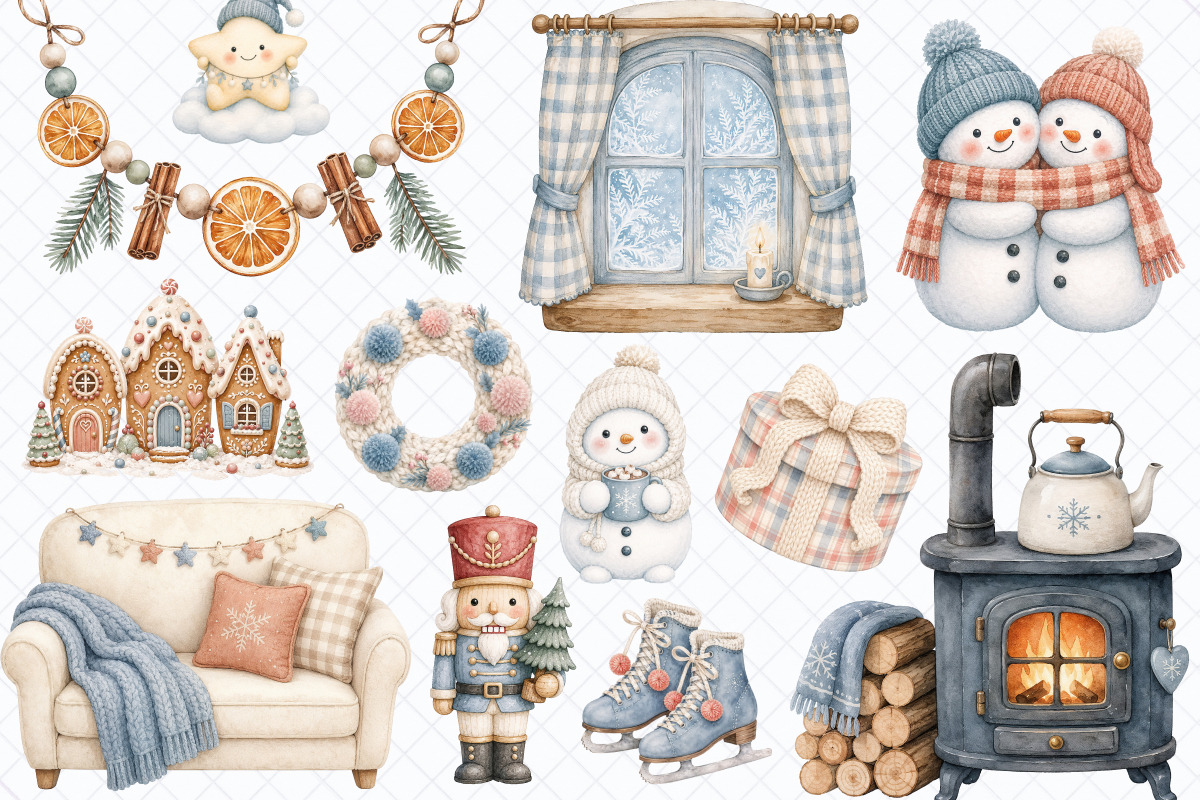 Cozy & Hygge Winter Clipart - 65 PNG, a Seasonal Illustration by Whimsy Brush Studio (Photo 4 of 9)