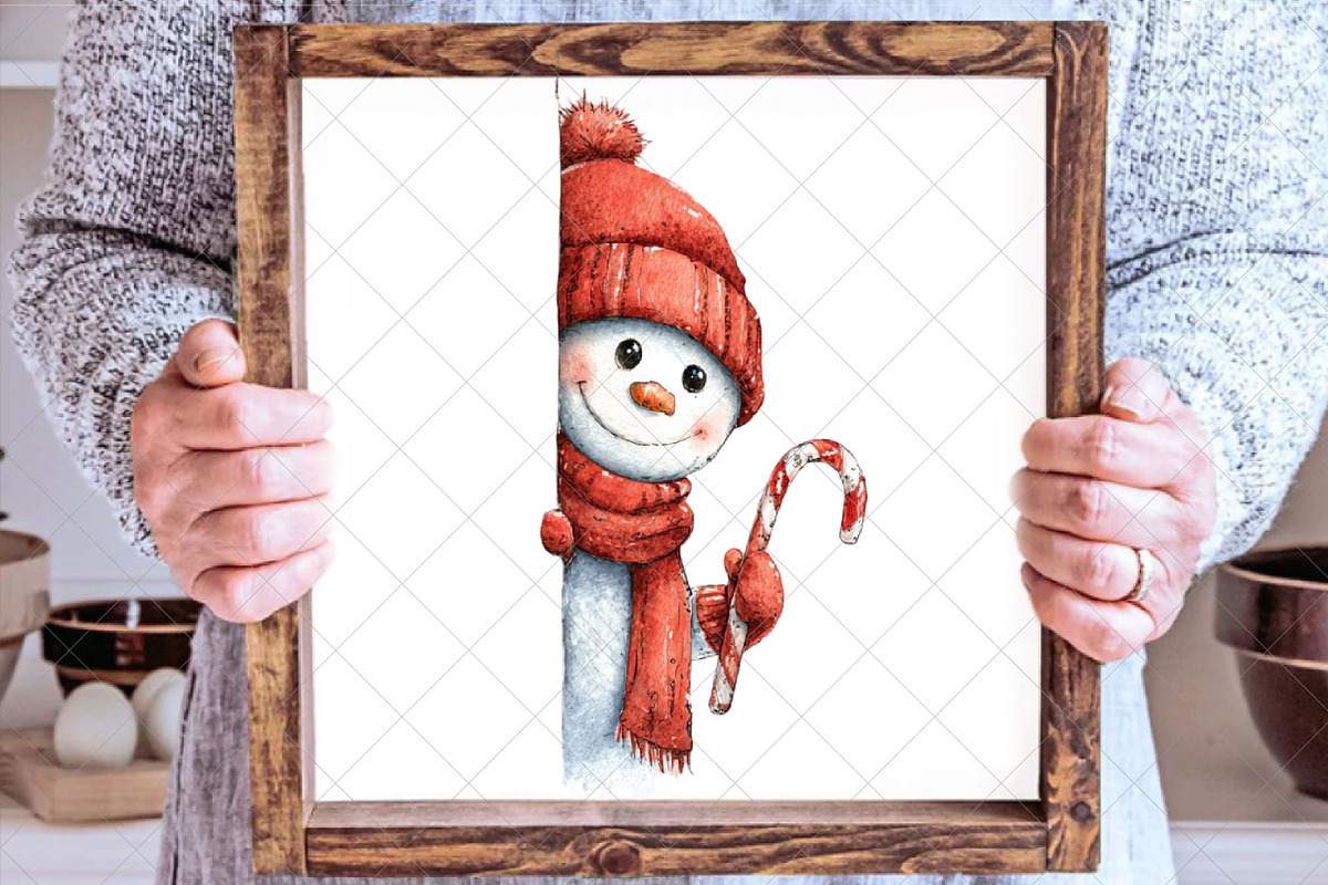Peeking Snowman Clipart, an Illustration by SinaCreation (Photo 4 of 7)