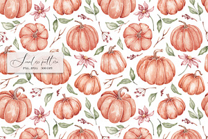 Watercolor Pumpkins Seamless Pattern