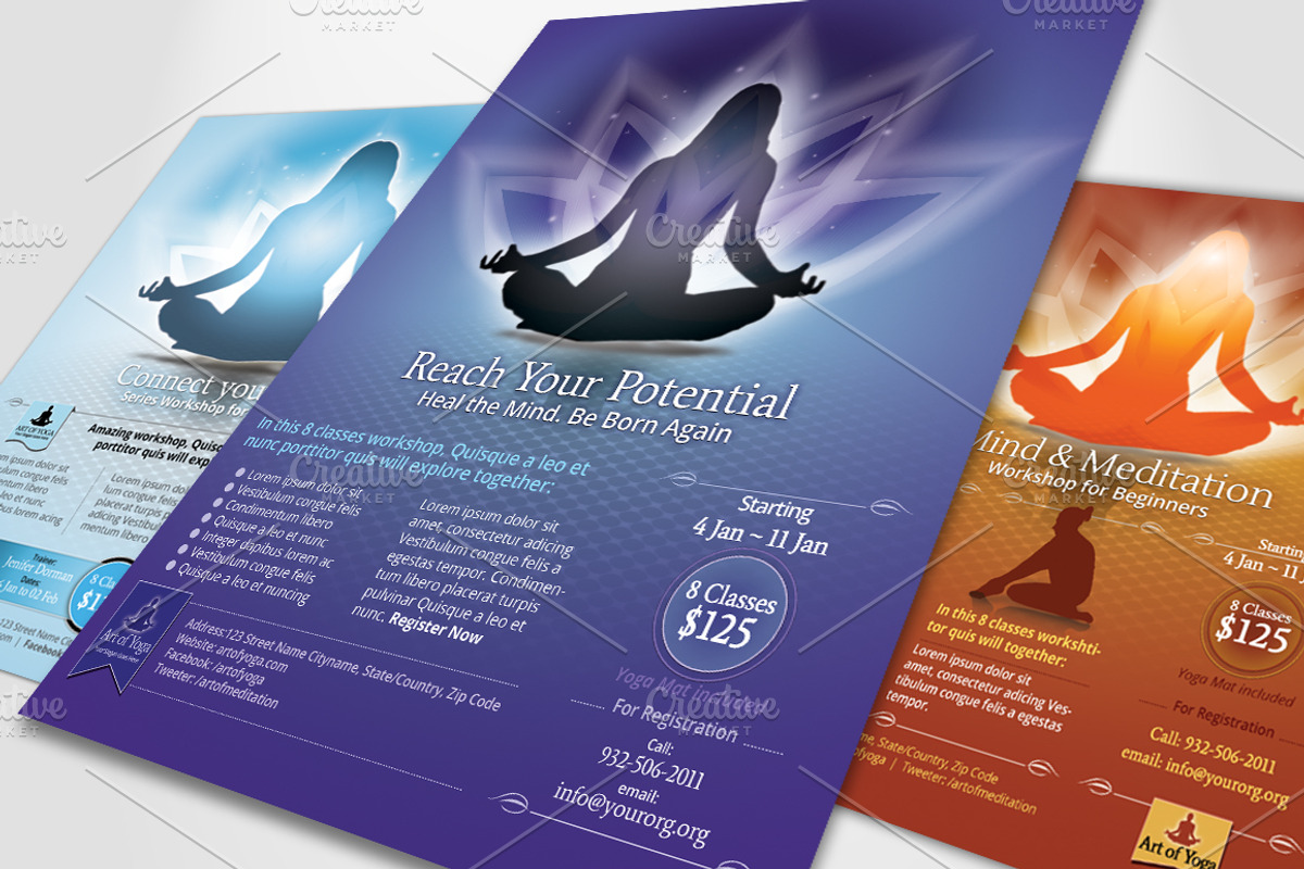 Simple Yoga Meditation Flyers, a Flyer Template by Aabhaas (Photo 3 of 3)
