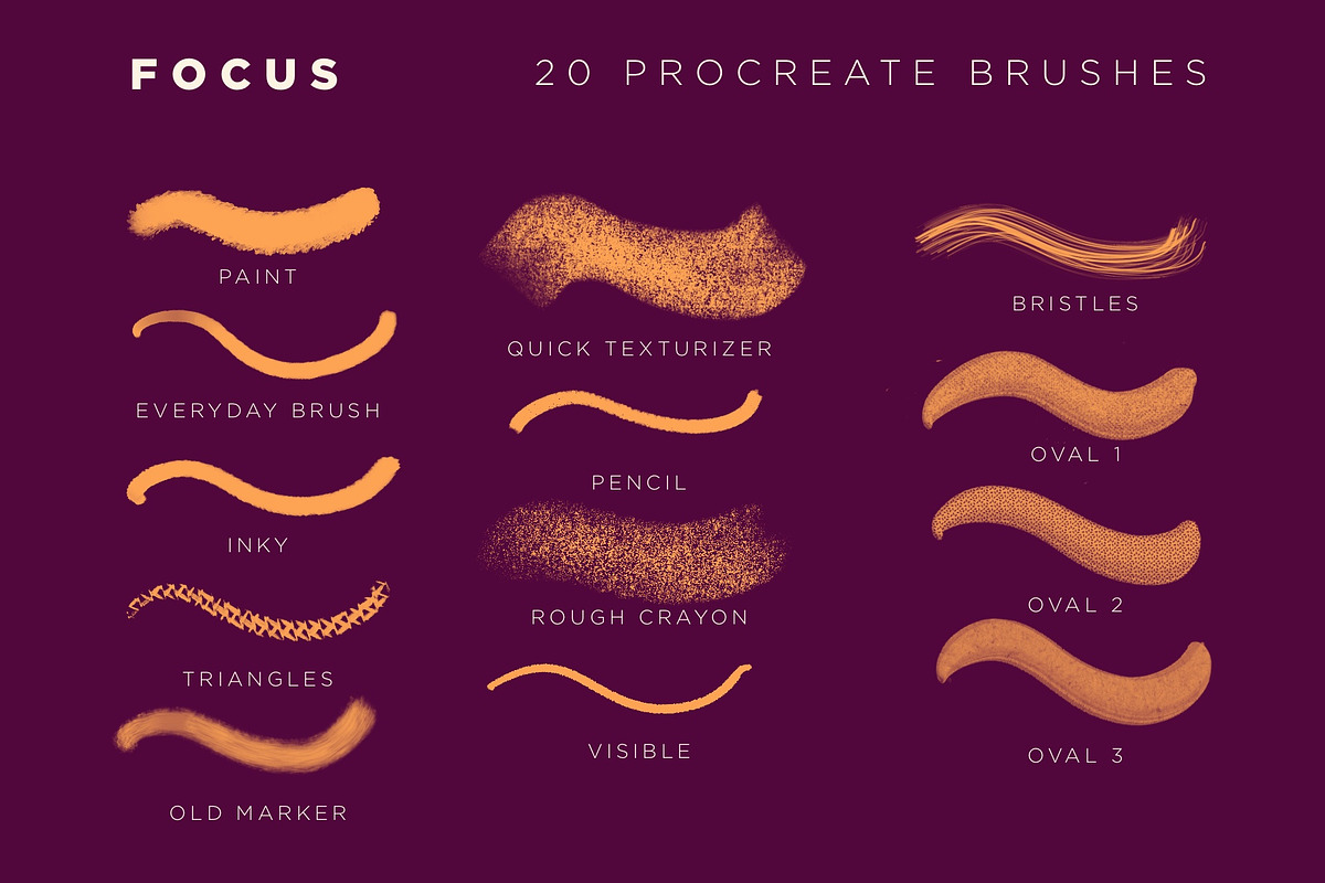 Focus Procreate Brushes, a Brush Add-On by LuOtero (Photo 2 of 5)