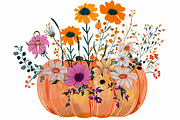 Autumn Pumpkin Floral Clipart, an Illustration by Designs_River (Thumbnail 7 of 10)