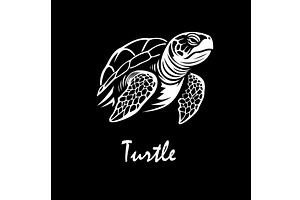 White turtle on black background, an Animal Illustration by Nenahliadava Design