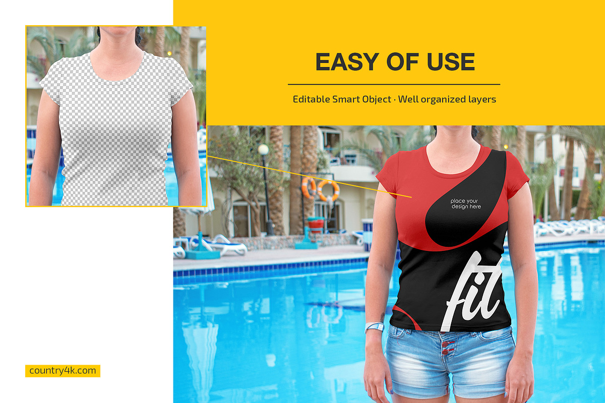 Women's Slim-Fit T-Shirt Mockup Set, a Shirt Mockup by Country4k (Photo 3 of 4)