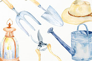 Watercolor Clipart Blue Gardener, an Illustration by Corner Croft (Thumbnail 3 of 4)
