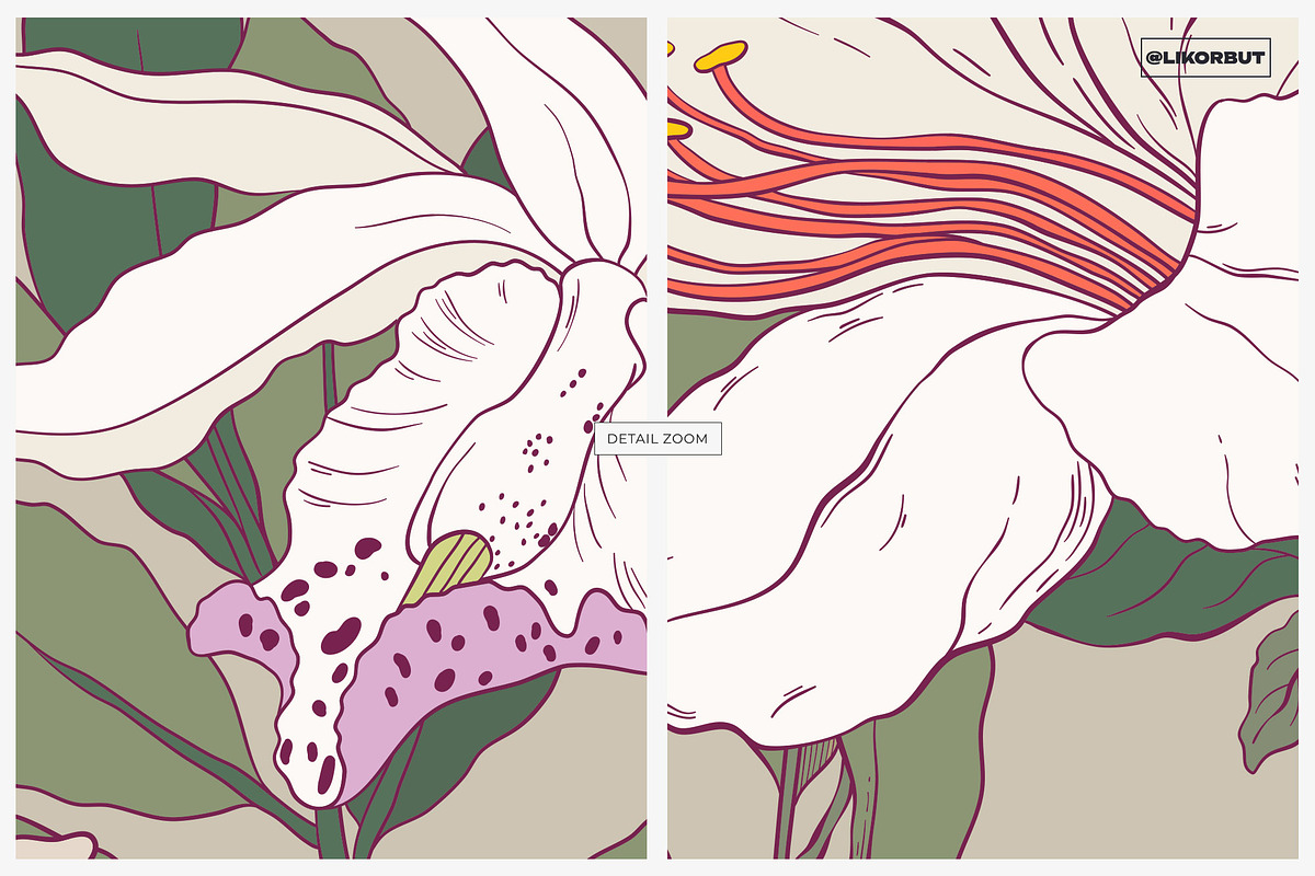 Elegant Botanical Floral Pattern, a Pattern Graphic by likorbut (Photo 3 of 14)