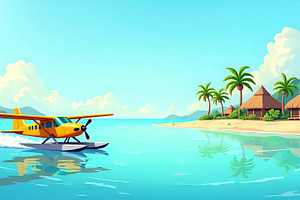 Seaplane Landing On Lagoon Near Isla, a Photo by LOGOCREATIVE