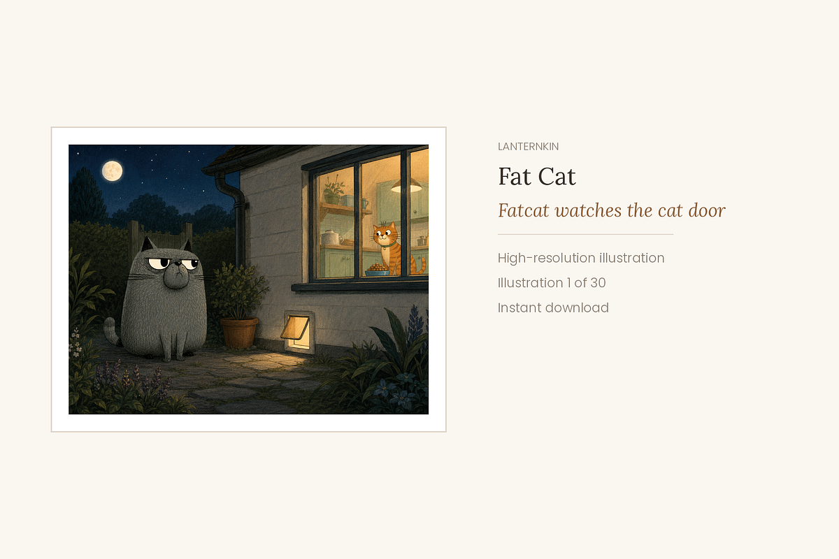 Fat Cat Illustrations, Set 30, an Animal Illustration by LanternkinStudio (Photo 11 of 14)
