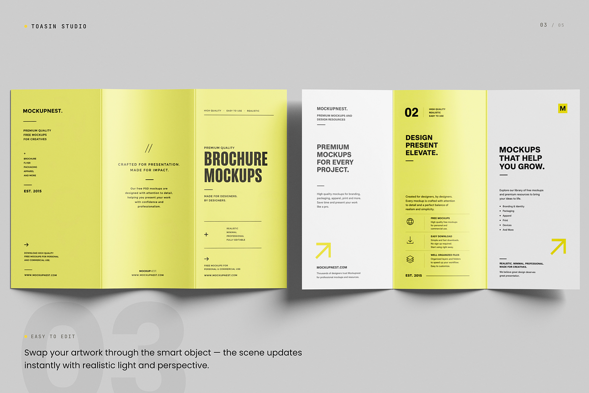 A4 Trifold Brochure Mockup, an Advertising Mockup by Toasin Studio (Photo 3 of 5)