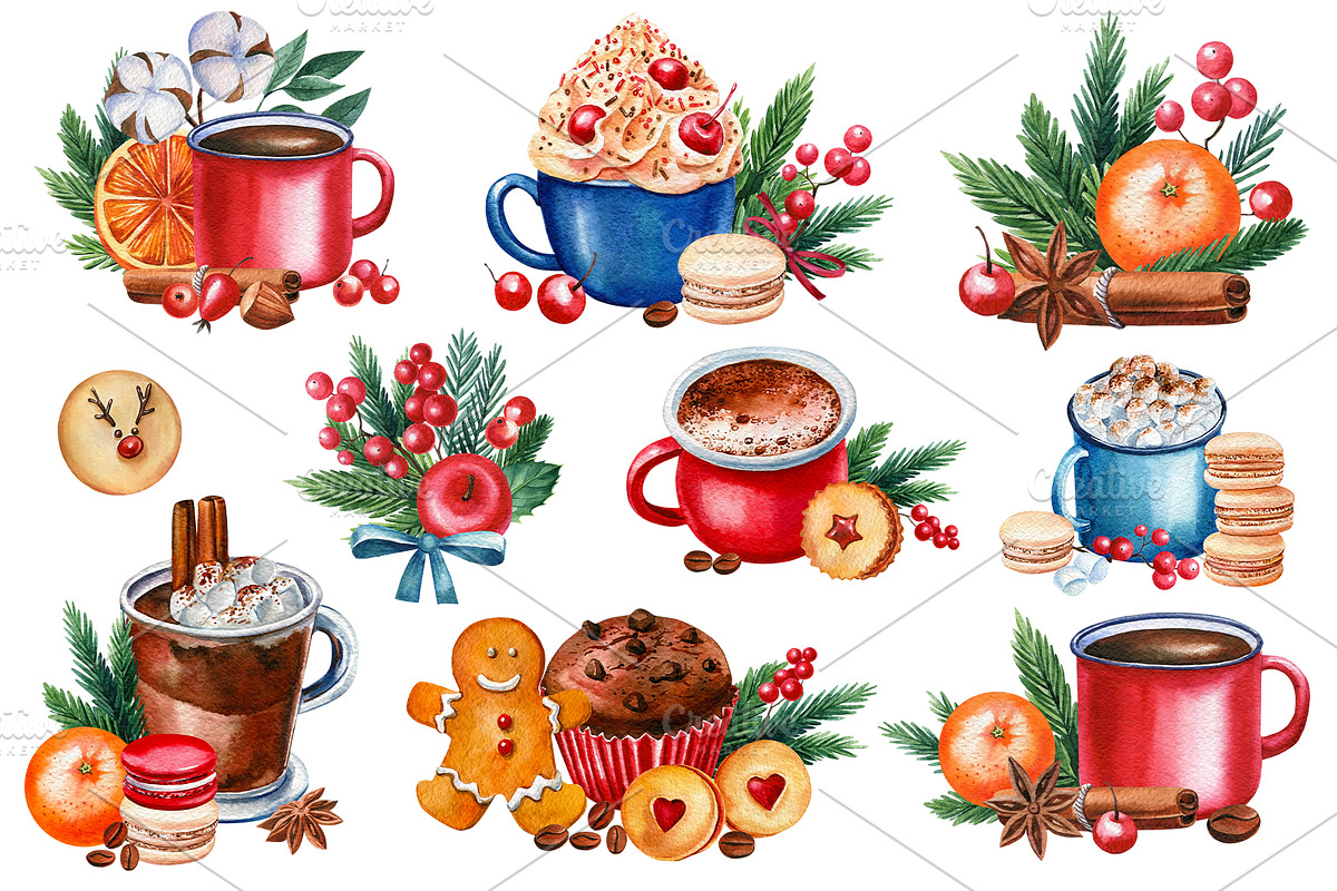 Christmas sweets and hot drinks, a Decorative Illustration by Hanna Hryharenka (Photo 7 of 15)