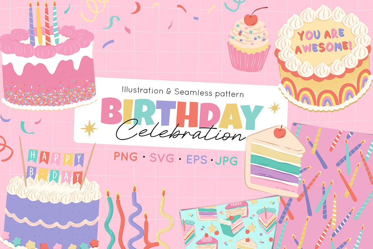 Birthday Celebration Illustrations, a Seasonal Illustration by CreativeChristiana (Photo 1 of 7)