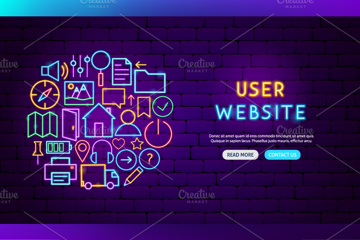 Web Design UI UX Neon Vector Icons, an Outline Icon by Anna_leni (Photo 6 of 6)