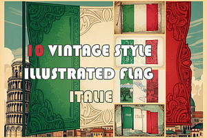 Vintage illustrated flag italie, an Object Illustration by 3d_model_tifotizi