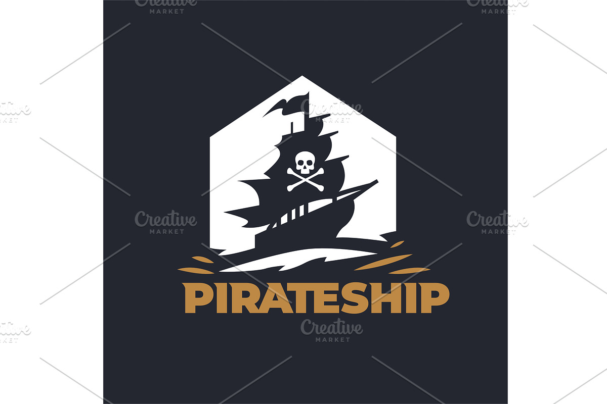 lustrate a emblem-style pirate ship, a Person Illustration by Masterlevsha