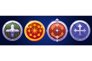 Medieval cartoon shield set for, an Object Illustration by art PVP - market