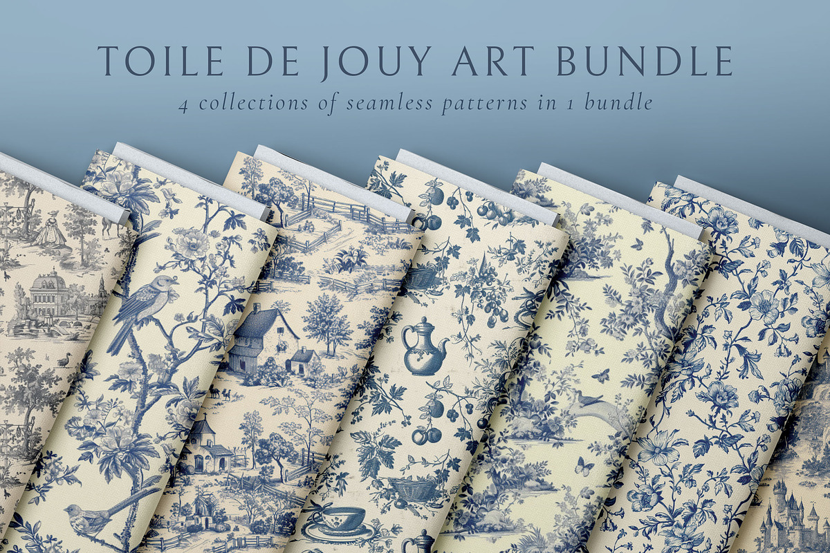 Toile de Jouy Patterns Bundle, a Pattern Graphic by Olya Creative (Photo 2 of 41)