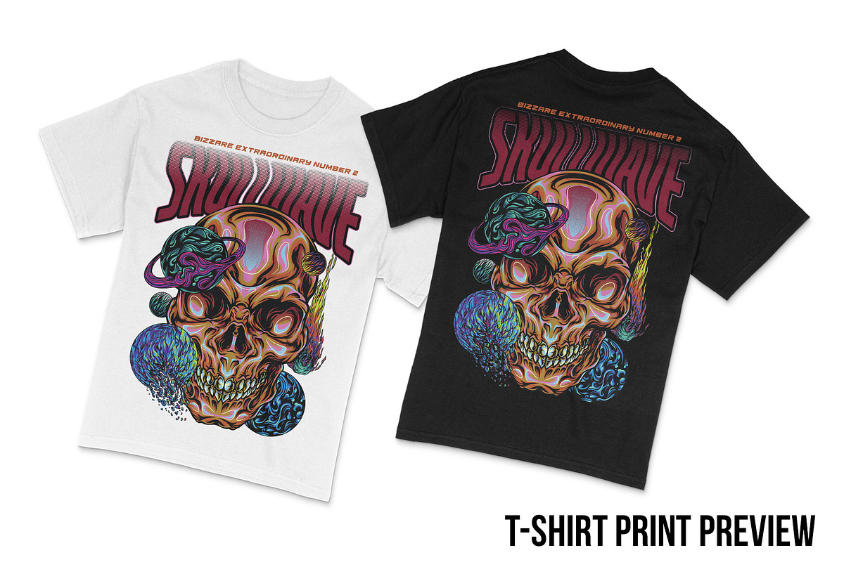Skullwave Part 2 T-Shirt Design, an Illustration by badsyxn (Photo 4 of 4)
