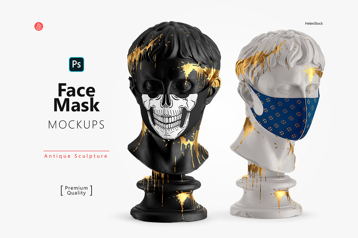 Face Mask on an Sculpture Mockup, a Mask Mockup by HelenStock (Photo 1 of 8)